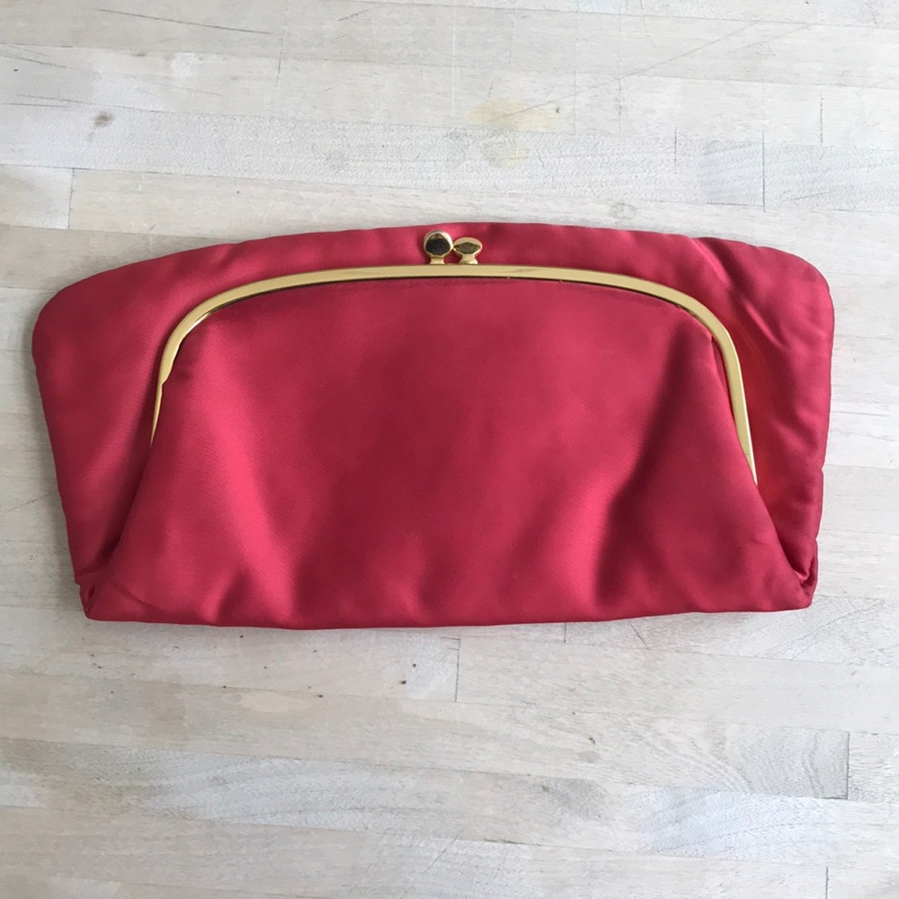 Pink satin clutch